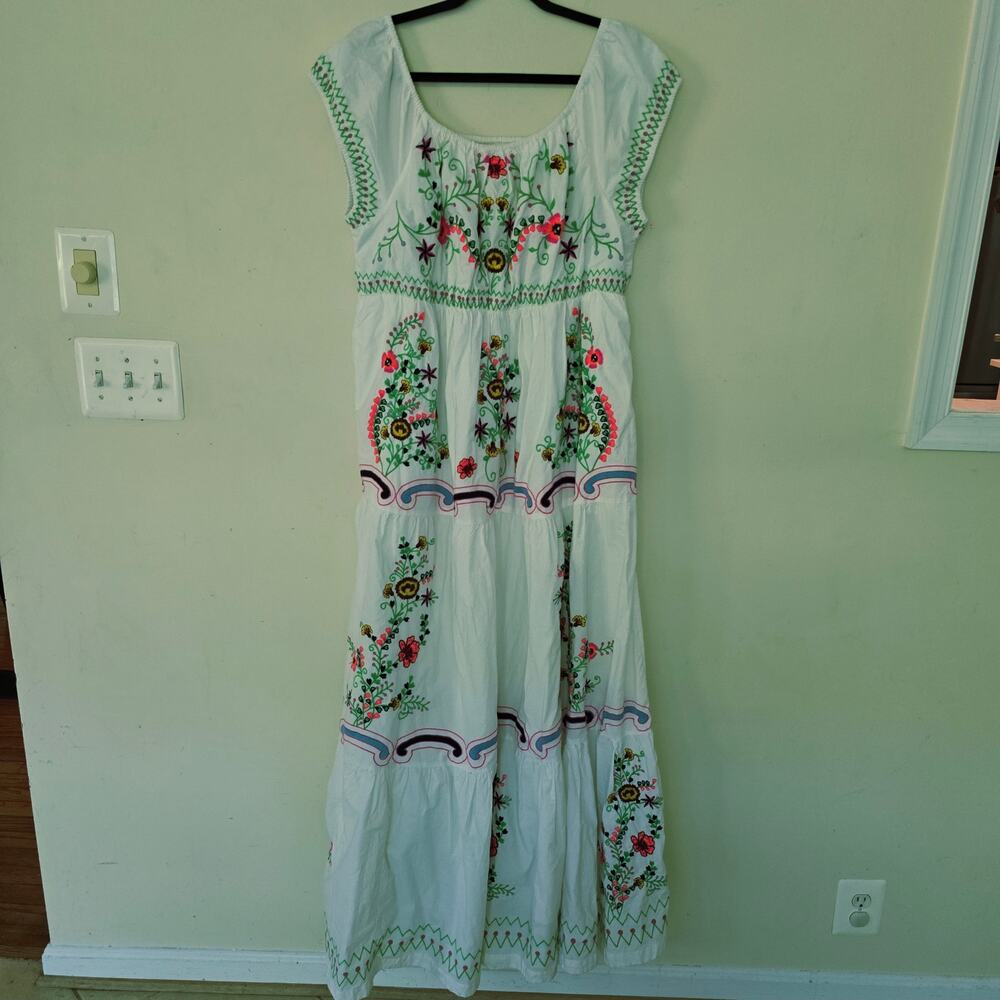 Anthropologie Embroidered Off-The-Shoulder Maxi Dress White Women's Size 1X - Picture 4 of 9